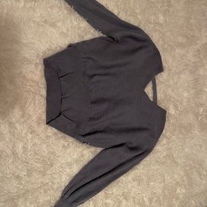 long sleeve sweater with criss cross back